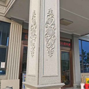 自贡芝麻白别墅雕刻柱子  黄金麻