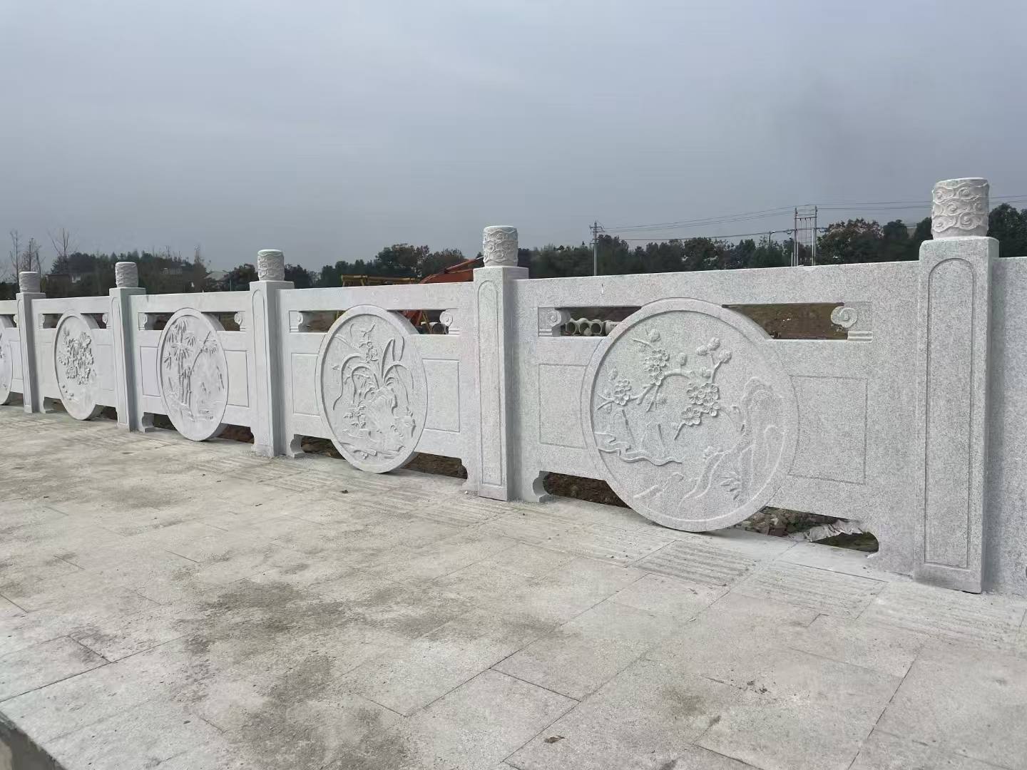 自贡芝麻白河道栏杆 石材栏杆